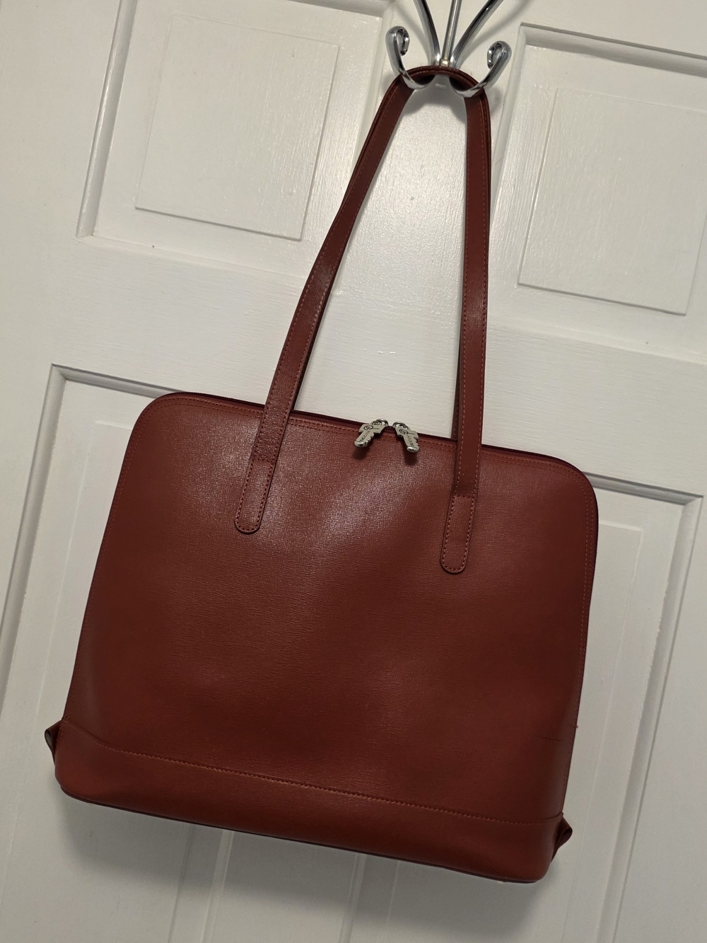 Jack Georges Red Safiano Leather Laptop Tote, Business, Travel, School